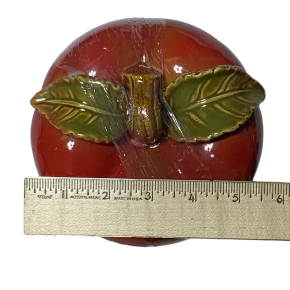 Apple Hand Painted Canister Cookie Jar Translucent Glazed Rustic Pottery Art - Picture 5 of 16